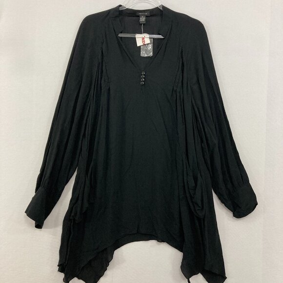 New Spense size XL Black Soft Stretch Soft Flowy Relaxed Lagenlook Tunic - Picture 1 of 11